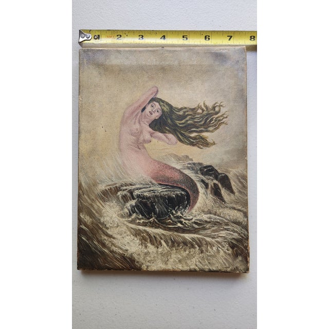 Paint Real Antique Mermaid Oil Painting For Sale - Image 7 of 11
