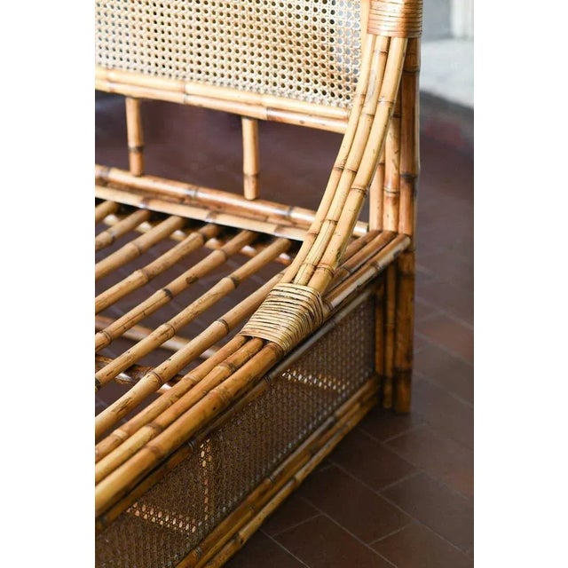 1980s Double Bed with Bamboo and Vienna Straw Headboard, 1980s For Sale - Image 5 of 11