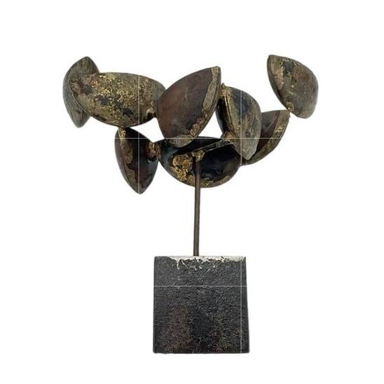 60s Artisan Made Mid Century Brutalist 8 Abstract Petals / 5 Candle Holder Danish Modern Candelabra For Sale - Image 10 of 11