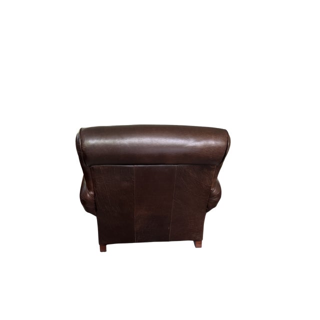 Manhattan Roll Arm Top-Grain Leather Club Chair & Ottoman – Mitchell Gold + Bob Williams for Pottery Barn For Sale - Image 9 of 12