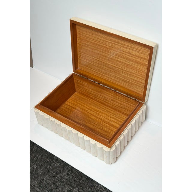 Maitland Smith Ivory Shagreen and Fluted Stone Rectangular Fluted Box For Sale - Image 11 of 12