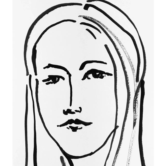 Ink contour portrait of a girl.