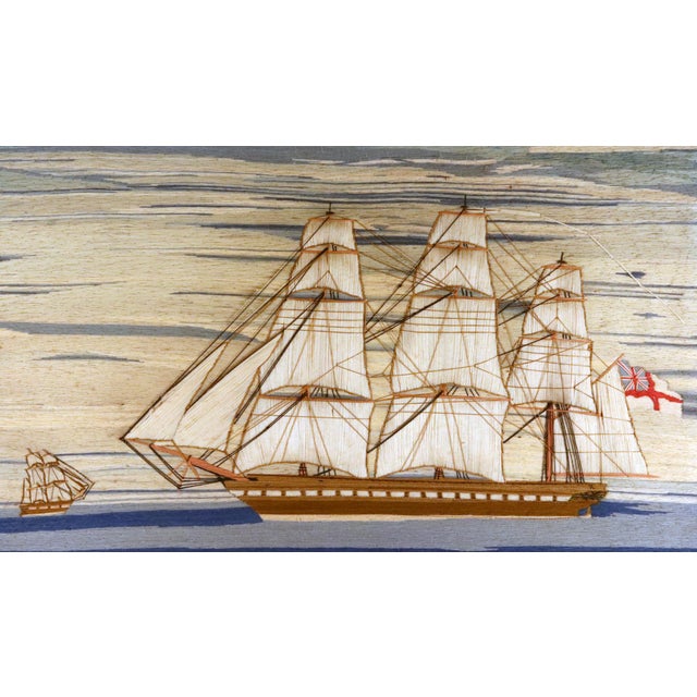 British Sailor's Woolwork of a Royal Navy White Fleet Frigate For Sale - Image 10 of 12