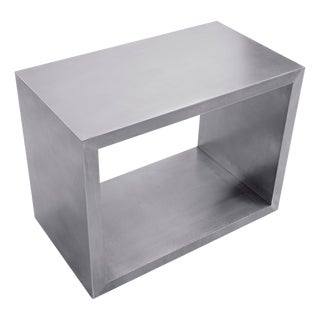 Modern Greg Sheres Style Stainless Steel End Table with Shelf For Sale