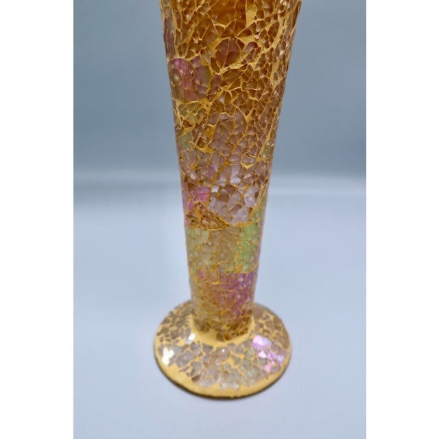 Vintage Mosaic Glass Trumpet Vase For Sale - Image 4 of 9