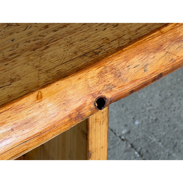 Vintage Scandinavian Modern Pine Trestle Dining Table, 1940s For Sale - Image 8 of 11