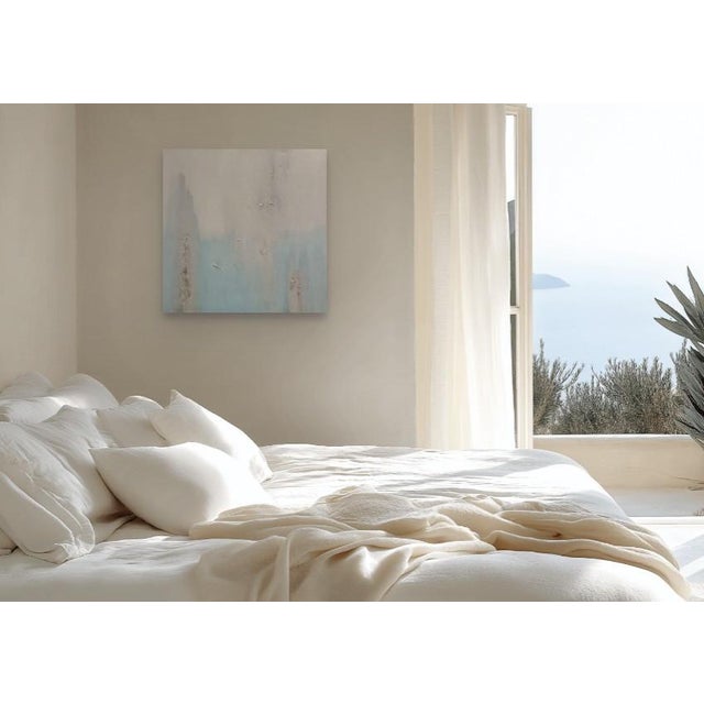 Contemporary "Someone" Light Blue & White Abstract Original Painting For Sale - Image 3 of 8
