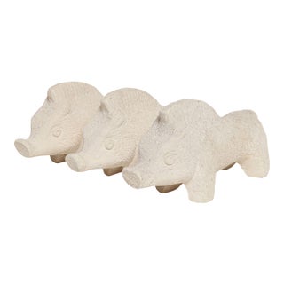 Set of Three Vintage Italian Unglazed Ceramic Boars by Aldo Londi for Bitossi For Sale