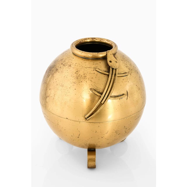 Rare Vase Designed by Carl-Einar Borgström. Produced by Ystad Metall in Sweden. Wear consistent with age and use. This...
