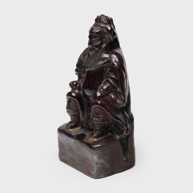 Chinese Early 20th Century Chinese Drip Glazed God of Wealth Figure For Sale - Image 3 of 4