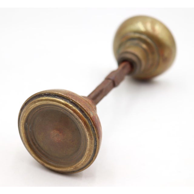 Pair of Vintage Concentric Brass Passage Door Knobs For Sale - Image 4 of 5