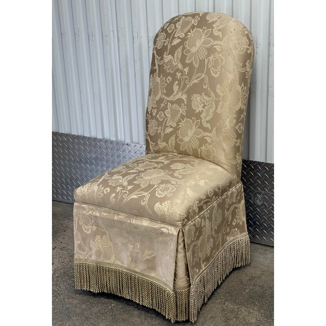 1990s Late 20th Century Upholstered Skirted Parsons Chairs - A Pair For Sale - Image 5 of 10