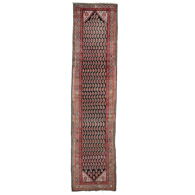 Antique Persian Malayer Olive, Moss Green, Charcoal & Tangerine Runner ...