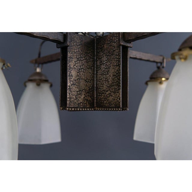 Art Nouveau Forged Iron Chandelier For Sale - Image 4 of 10