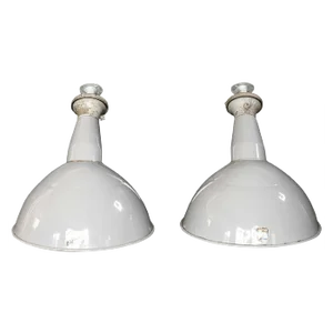 Large Parabolic Enamel Pendants by Benjamin Crysteel, 1950s, Set of 2