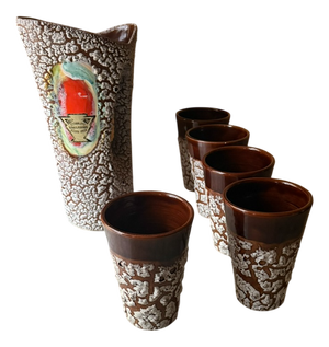 Vintage Ceramic Pitcher from Vallauris, 1970s, Set of 6