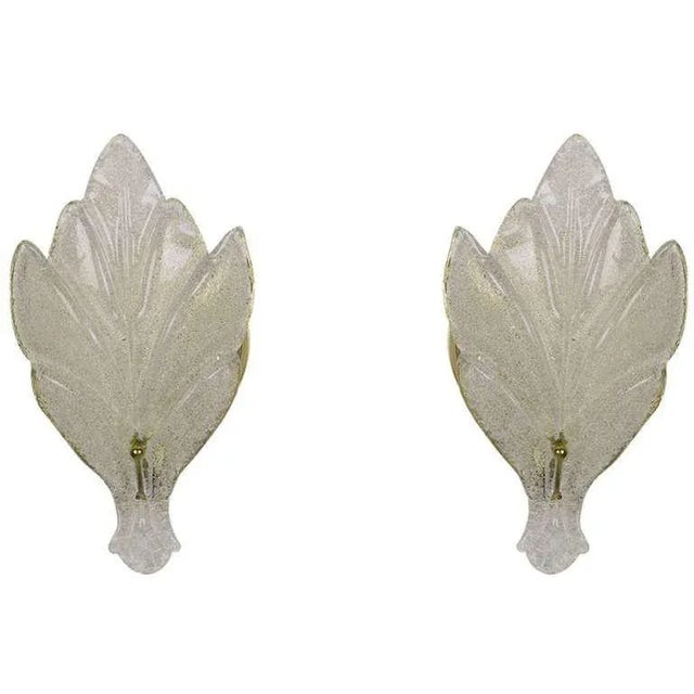 Mid-Century Modern Murano Glass Maple Leaf Wall Sconces - a Pair For Sale - Image 3 of 7