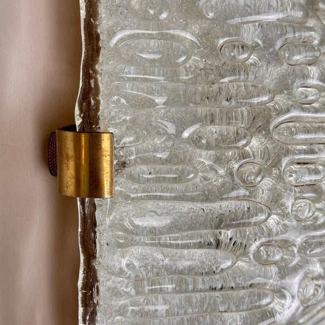 Murano Glass and Brass Sconces attributed to Fontana Arte, 1960, Set of 2 For Sale - Image 8 of 18