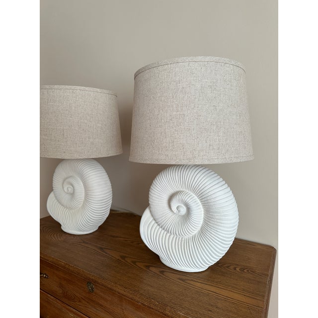 Vintage Spiral Shell Table Lamps, Pair For Sale - Image 15 of 18