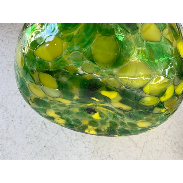 Green Vintage Glass Blown Swirled & Crackled Figure Pear / Squah For Sale - Image 8 of 9