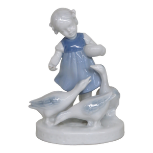 Gerold Porzellan Bavaria Western Germany Figurine Girl With Geese Ducks 4469b