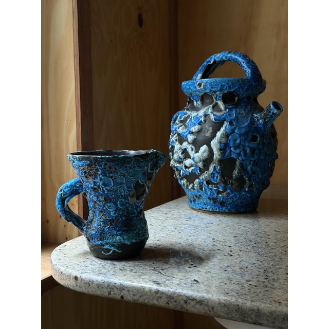 1960s Handcrafted Ceramic Jug and Cups from Le Cyclope Annecy, France, 1960s, Set of 3 For Sale - Image 5 of 18
