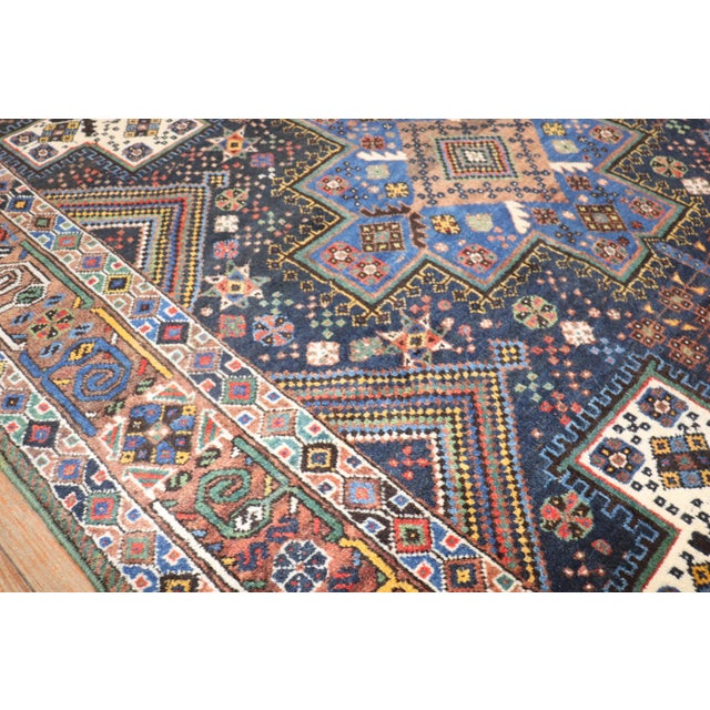 Blue Vintage Navy Persian Square Accent Rug For Sale - Image 8 of 9