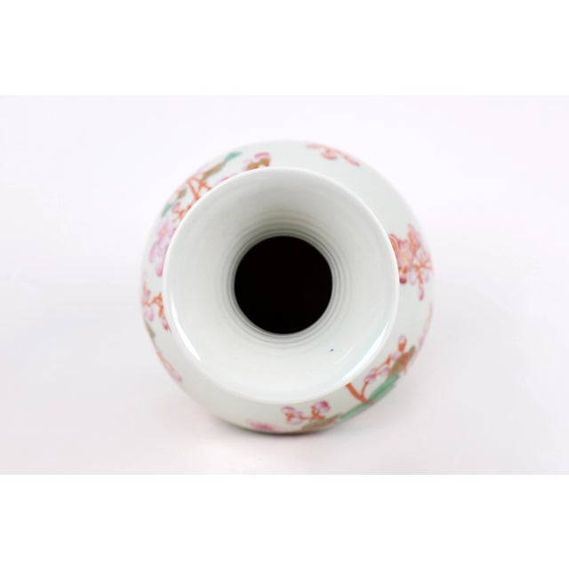 Traditional Vintage Famille Rose Amphora Vase With Peach Blossom Design, Elephant Handles For Sale - Image 3 of 10