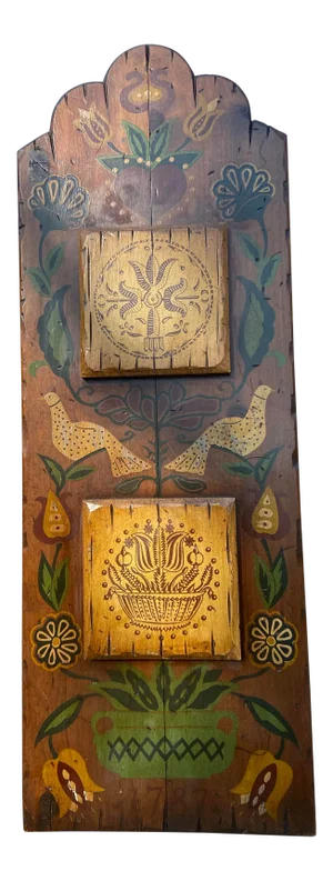 Late 18th Century Folk Art Style Pennsylvania Dutch Painting in Wood Fraktur