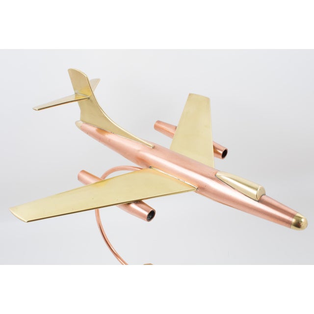Mid-Century Modern Brass and Copper Airplane Jet Aviation Model, France circa 1960 For Sale - Image 3 of 16