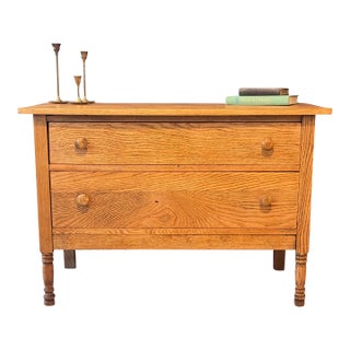 19th-Century American Golden Oak Commode Dresser With Tilting Mirror For Sale