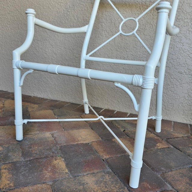 Vintage Palm Beach Chic Target X Back Aluminum Armchairs - Set of 4 For Sale - Image 11 of 15