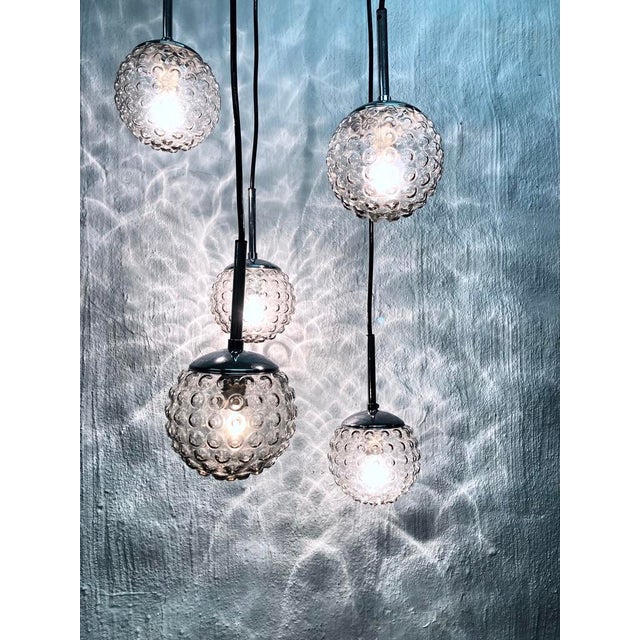 Space Age Cascade Pendant Light in Glass and Chrome by Rolf Krüger for Staff, 1960s For Sale - Image 11 of 15