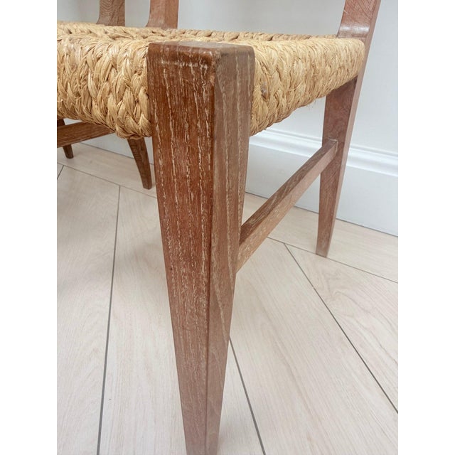 Mid-Century French Woven Abaca and Oak Side Chairs attributed to Adrien Audoux & Frida Minet, 1950s, Set of 2 For Sale - Image 8 of 12