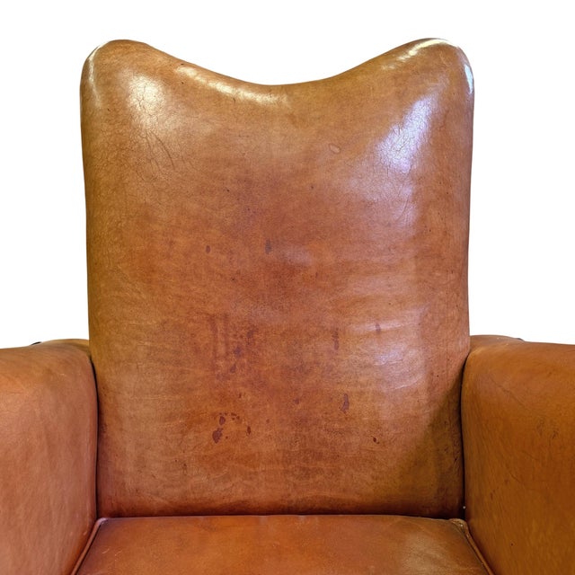 Burnt Orange Leather Club Chair by Bart Van Bekhoven For Sale - Image 8 of 14