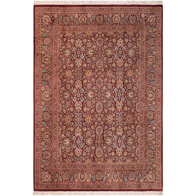 Floral Pak-Persian Maroon/Green Wool Rug - 8'0'' X 10'1'' For Sale - Image 9 of 9