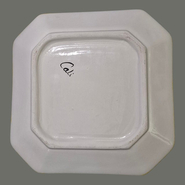 Yellow Vintage "Cali "Ceramic Lotus Flower Lily Pod 3DFrog Chip & Dip Platter For Sale - Image 8 of 9