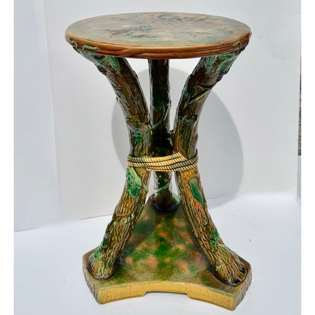 George Jones Majolica Faux Bois Drinks Table or Garden Seat, England Circa 1878 For Sale - Image 10 of 17
