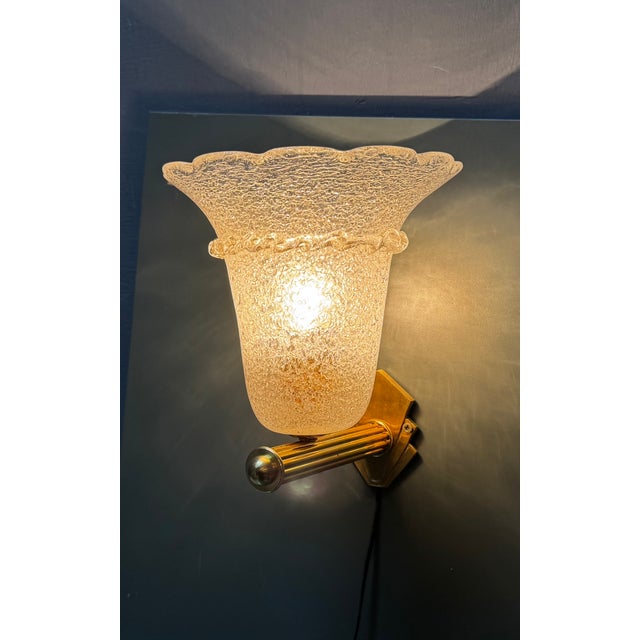 Venetian Murano Glass and Brass Sconces, 1960s, Set of 2 For Sale - Image 4 of 8