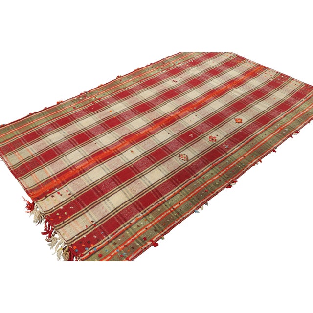 Rug & Kilim Vintage Jajim Qashqai Persian Kilim, Red & Ivory Geometric Pattern - Rug & Kilim For Sale - Image 4 of 7
