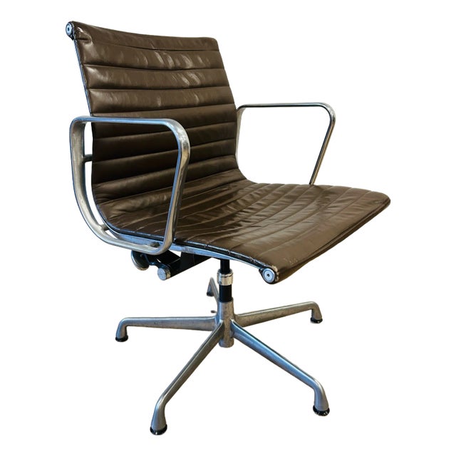 Vintage Aluminum Group Brown Task Chair by Eames for Herman Miller For Sale