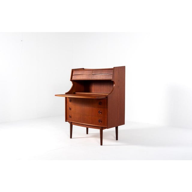 Mid-Century Teak Secretary with Drawers attributed to Gunnar Falsig for Falsig Mobler, 1960s For Sale - Image 6 of 13