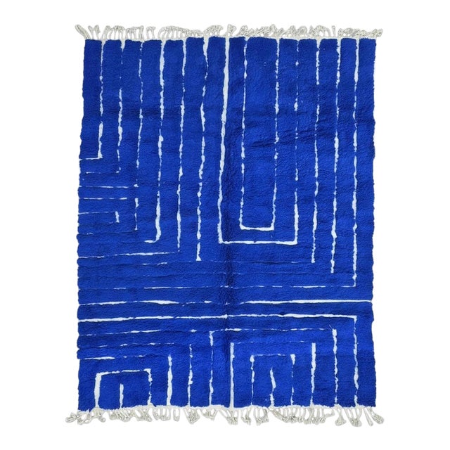 Blue Moroccan Rug - 9.8 X 7.7 Ft For Sale