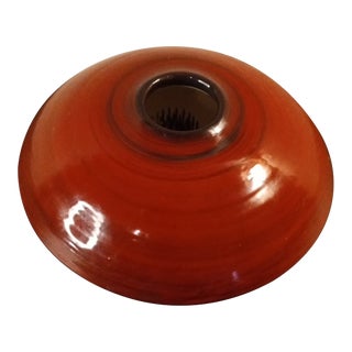 1960s Signed Red Ceramic Japanese Ikebana Vase For Sale