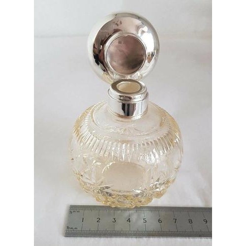 Antique George V Sterling Silver Crystal Cut Glass Scent Bottle, Birmingham, 1921 For Sale - Image 11 of 13
