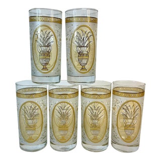1970s Vintage Neoclassical Hollywood Regency Tumbler Glassware - Set of 6 For Sale