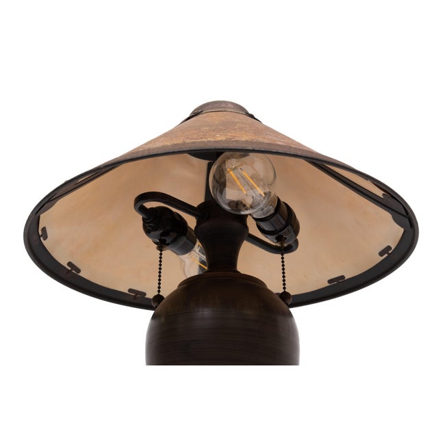 Metal 20th Century Arts & Crafts Copper & Mica Table Lamp in the style of Dirk van Erp For Sale - Image 7 of 14
