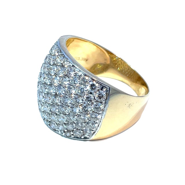 14k Yellow Gold 3.39 Carat Diamond Cluster Band Ring, Size 9.5 For Sale - Image 4 of 5