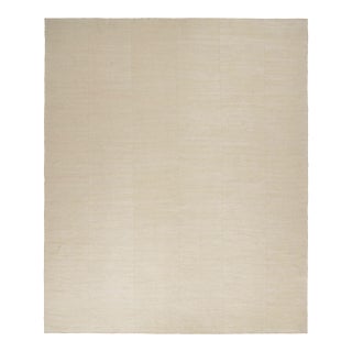 Oversized Vintage Persian Mazandaran Kilim in Subtle White Stripes - Rug & Kilim For Sale