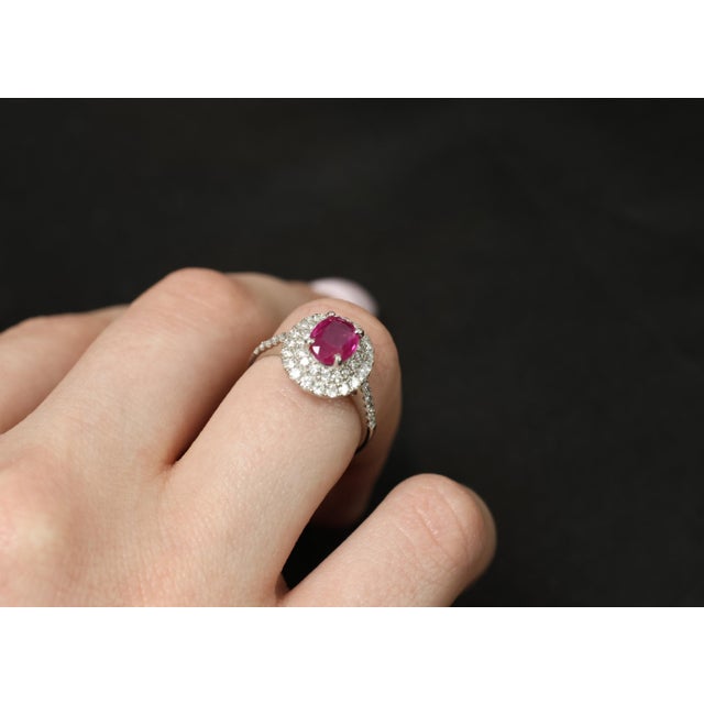 Late 20th Century Ruby 0.55ct Diamond Platinum Ring Size 6 For Sale - Image 9 of 18